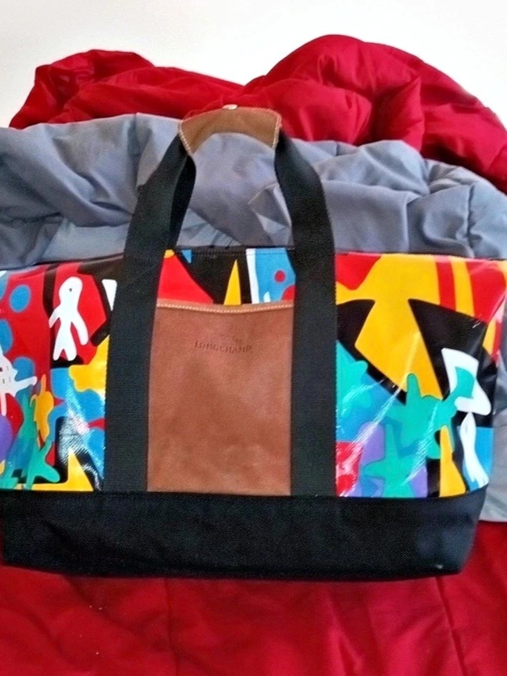 Longchamp x André Le Pliage Travel Bag Red & Black Limited Edition